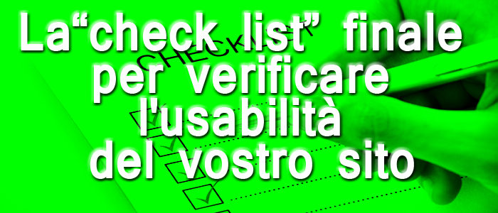 La “check list” per  verificare l’usability del tuo sito